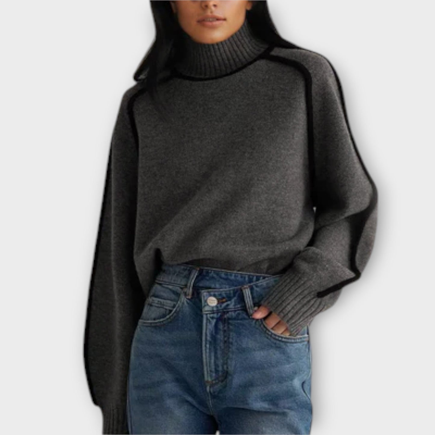 Brielle | Maglione a collo alto da da donna con Texture A coste | Morbido e strutturato