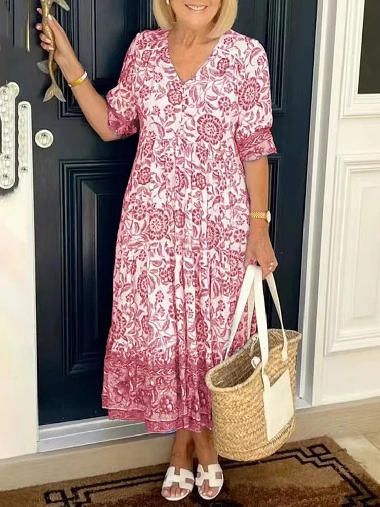 Lilara - Abito Floreale Boho con scollo a V Profundo