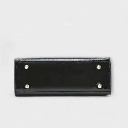 Borsa a Mano Lucida con Motivo Coccodrillo