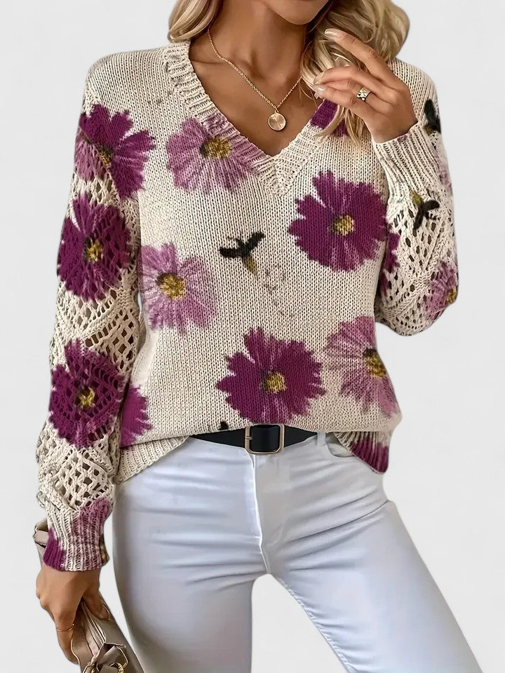CHARLIE – MAGLIONE DI PUNTO CON FASCINO FLOREALE