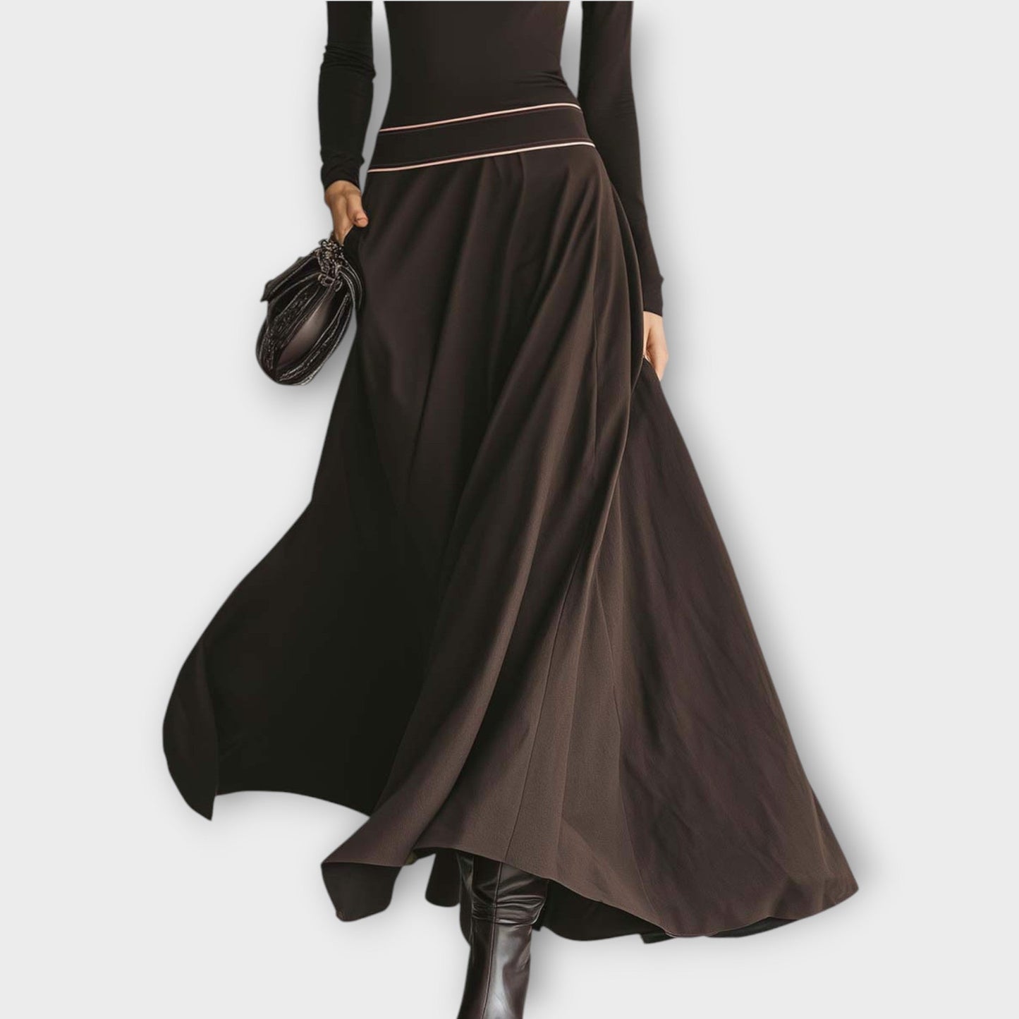 Abito maxi Elegante con Collo alto