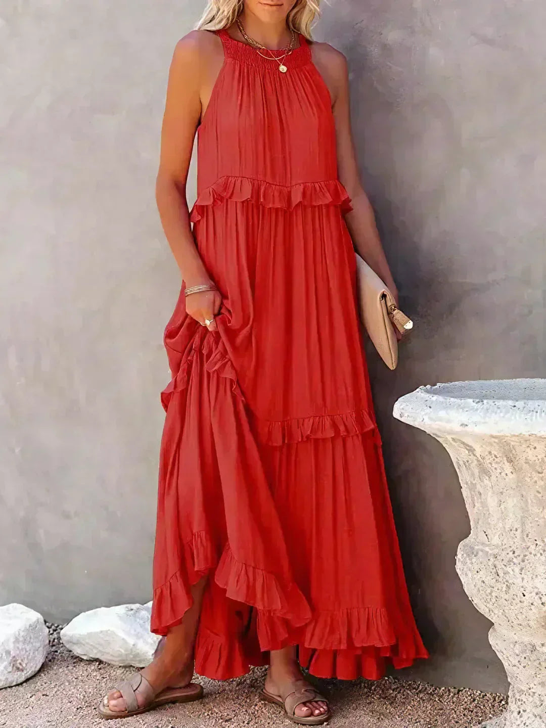 Landry - Abito senza maniche con volant chic