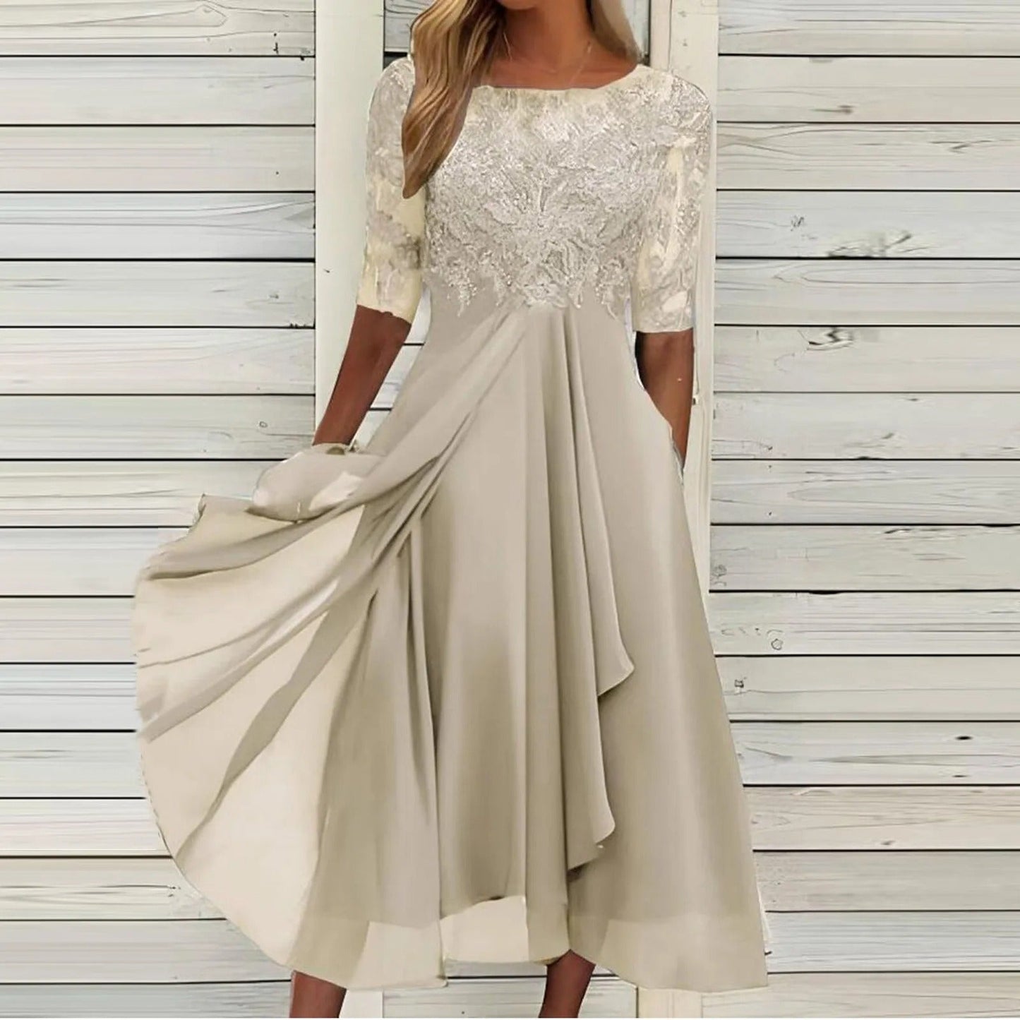 Taryn® | Abito Midi di Pizzo Elegante