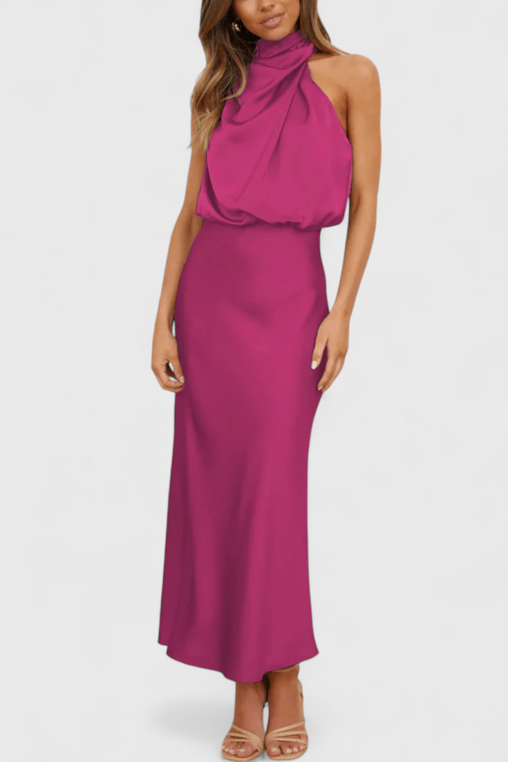 Rina Abito elegante di Collo halter Drappeggiato