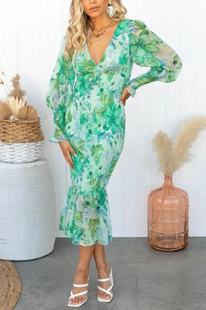 Melissa - Abito Midi con Volant Floreali