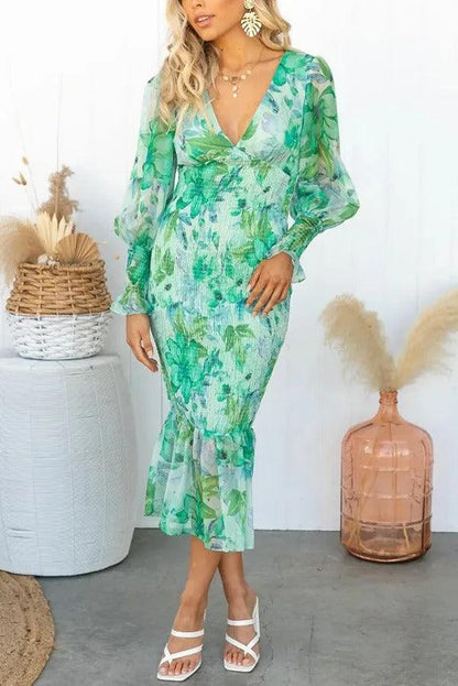 Melissa - Abito Midi con Volant Floreali