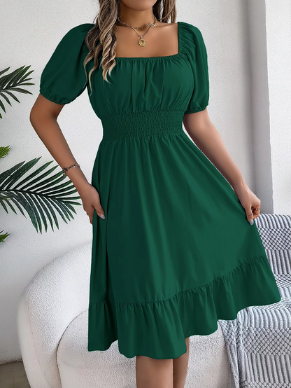 Riley™ - Abito di lino con collo a V e maniche corte elegante