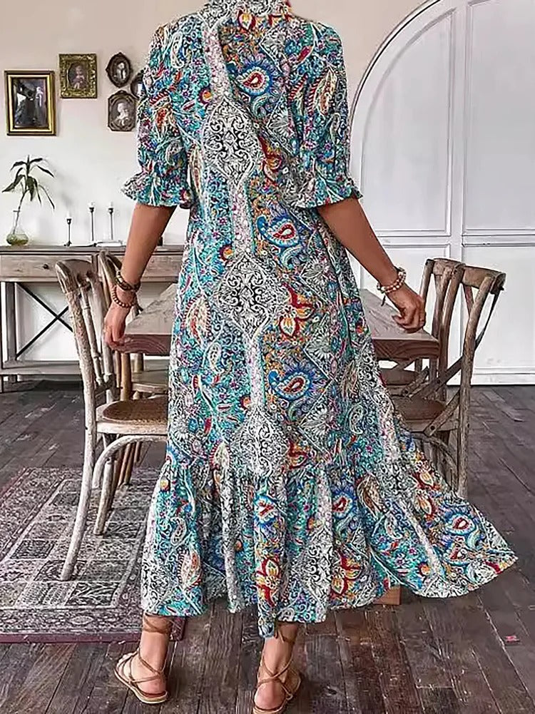 Mevelyn - Abito Boho di Paisley con Borlas