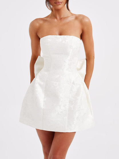 Mini Abito di Nudo Jacquard Amelia