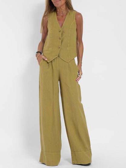 Jessica - Set di Gilet Abotonado e Pantaloni a gamba larga