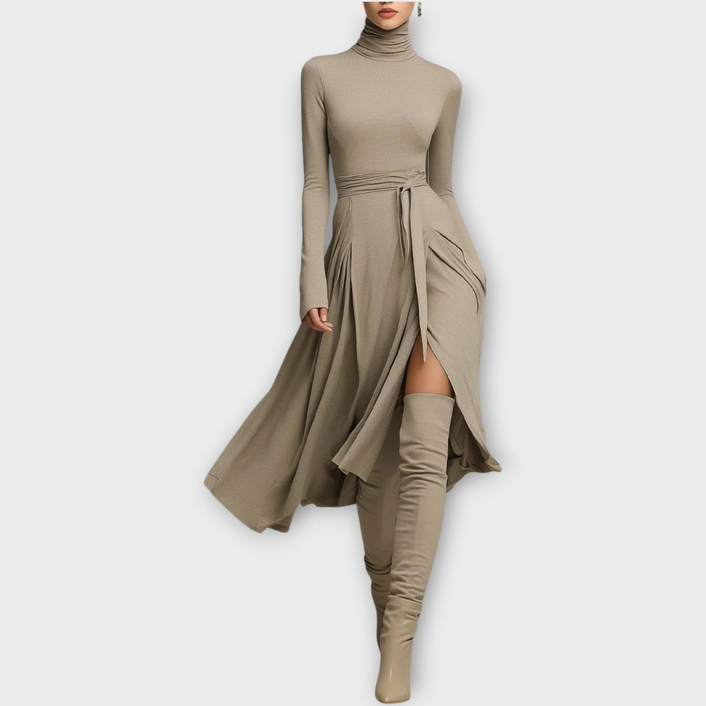 Abito maxi A portafoglio con Collo alto Elegante