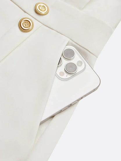 Malene™ | Abito midi Tinta unita con Spacco di Bottone e Scollo rotondo