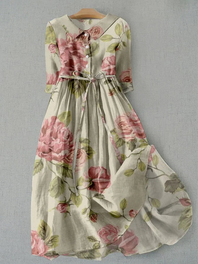 Marley - Abito floreale vintage in pizzo con vita Regolabile