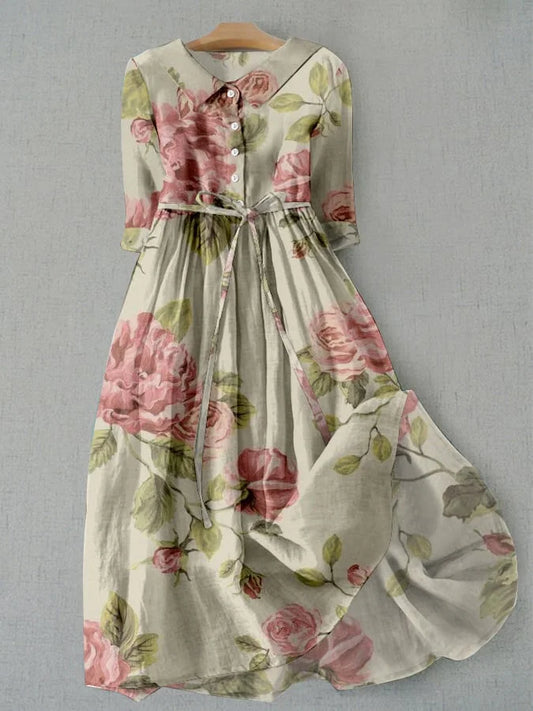 Marley - Abito floreale vintage in pizzo con vita Regolabile
