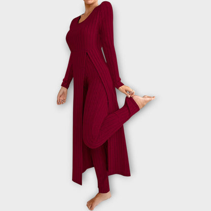 Set Lounge di Maglia Acanalado con Tunica di scollo a V
