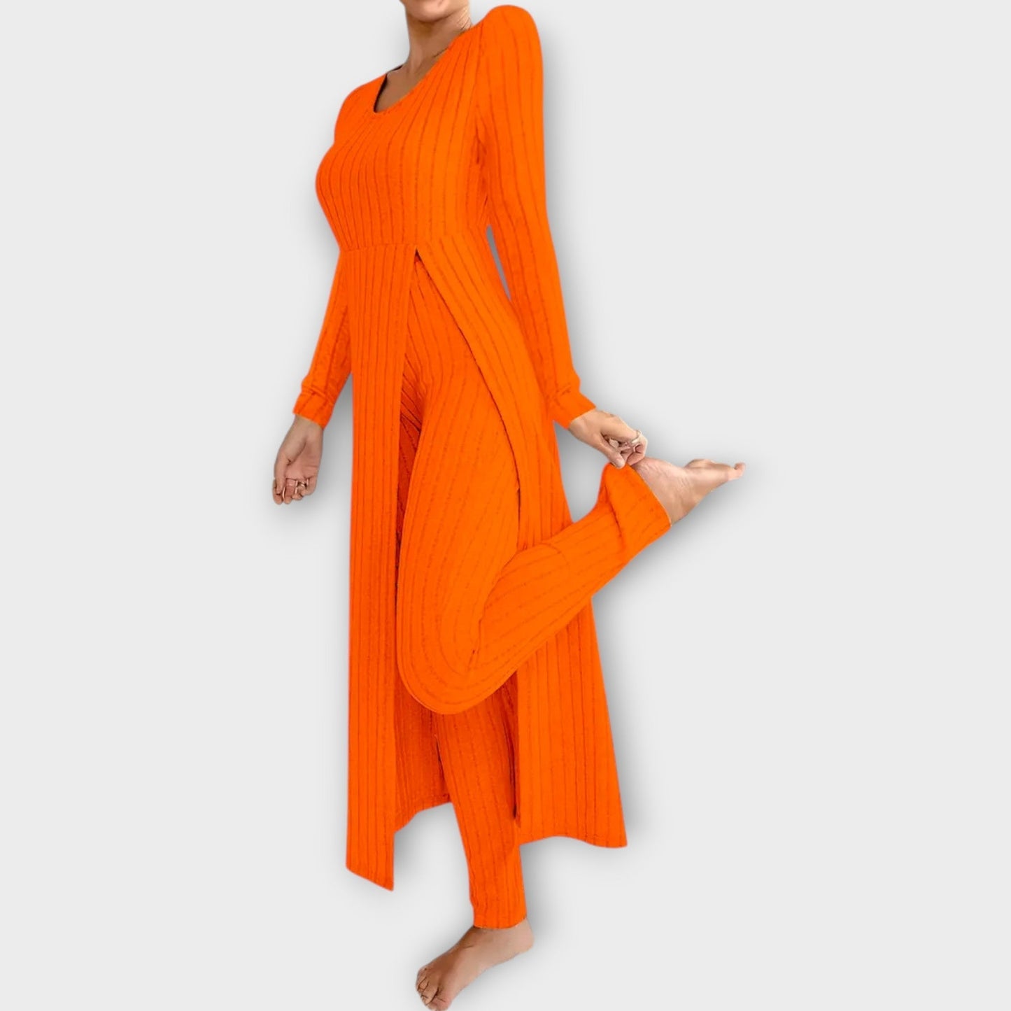 Set Lounge di Maglia Acanalado con Tunica di scollo a V