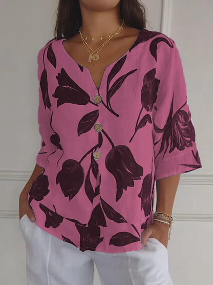 Sanne™ | Blusa di Bottoni Floreale