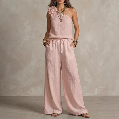 Set Bicolor Elegante - Camicia Senza maniche e Pantaloni