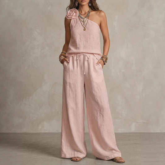 Set Bicolor Elegante - Camicia Senza maniche e Pantaloni