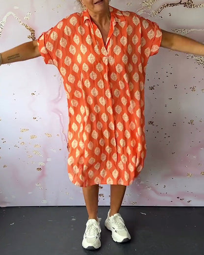 ELEANORA – ABITO CAMISERO IMPRESO CON SOLAPA LARGA