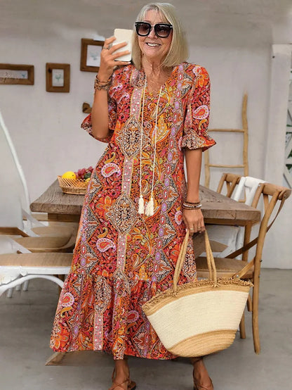 Carolette - Abito Maxi di Collo con Cuerda Boho
