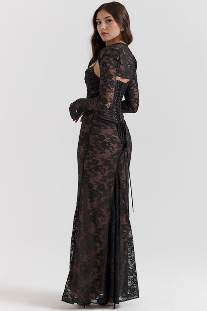 CELESTE - Abito maxi in pizzo