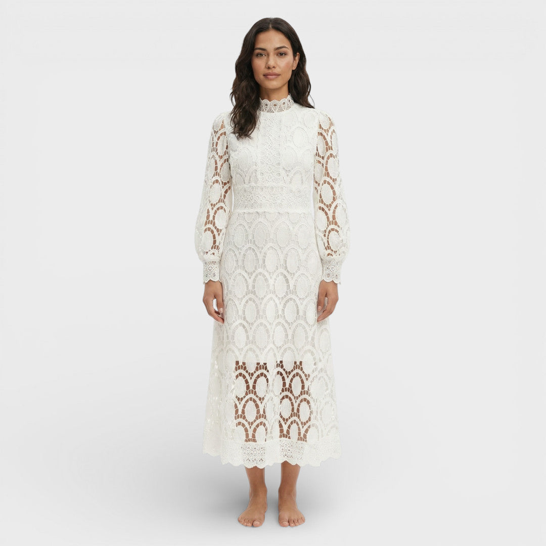 Abito midi Pizzo Collo alto