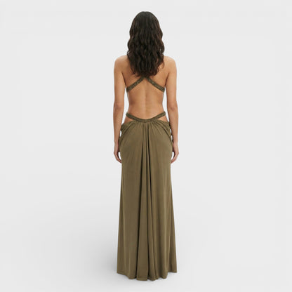 Abito lungo Halter Lentejuelas donna