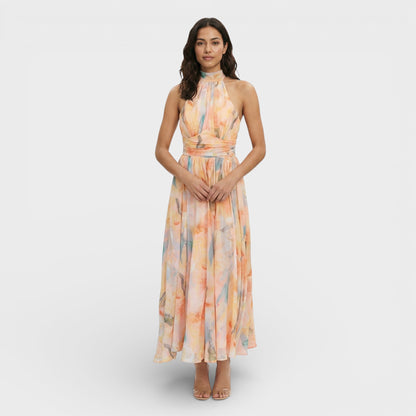 Abito maxi Stampa acquerello Halter