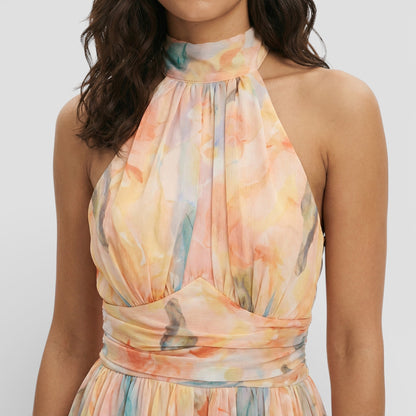 Abito maxi Stampa acquerello Halter