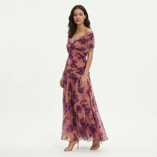 Abito lungo Plissettato Floreale donna