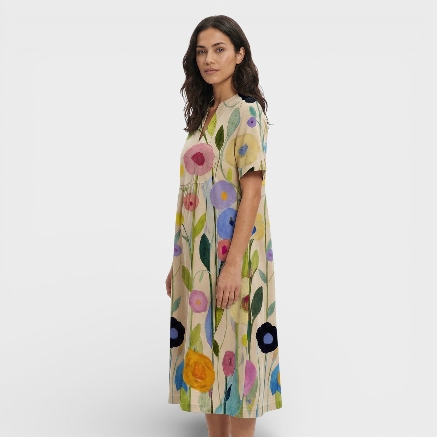Abito floreale Scollo Pico donna