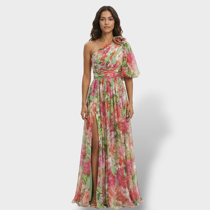 Abito Asimmetrico Floreale Elegante donna