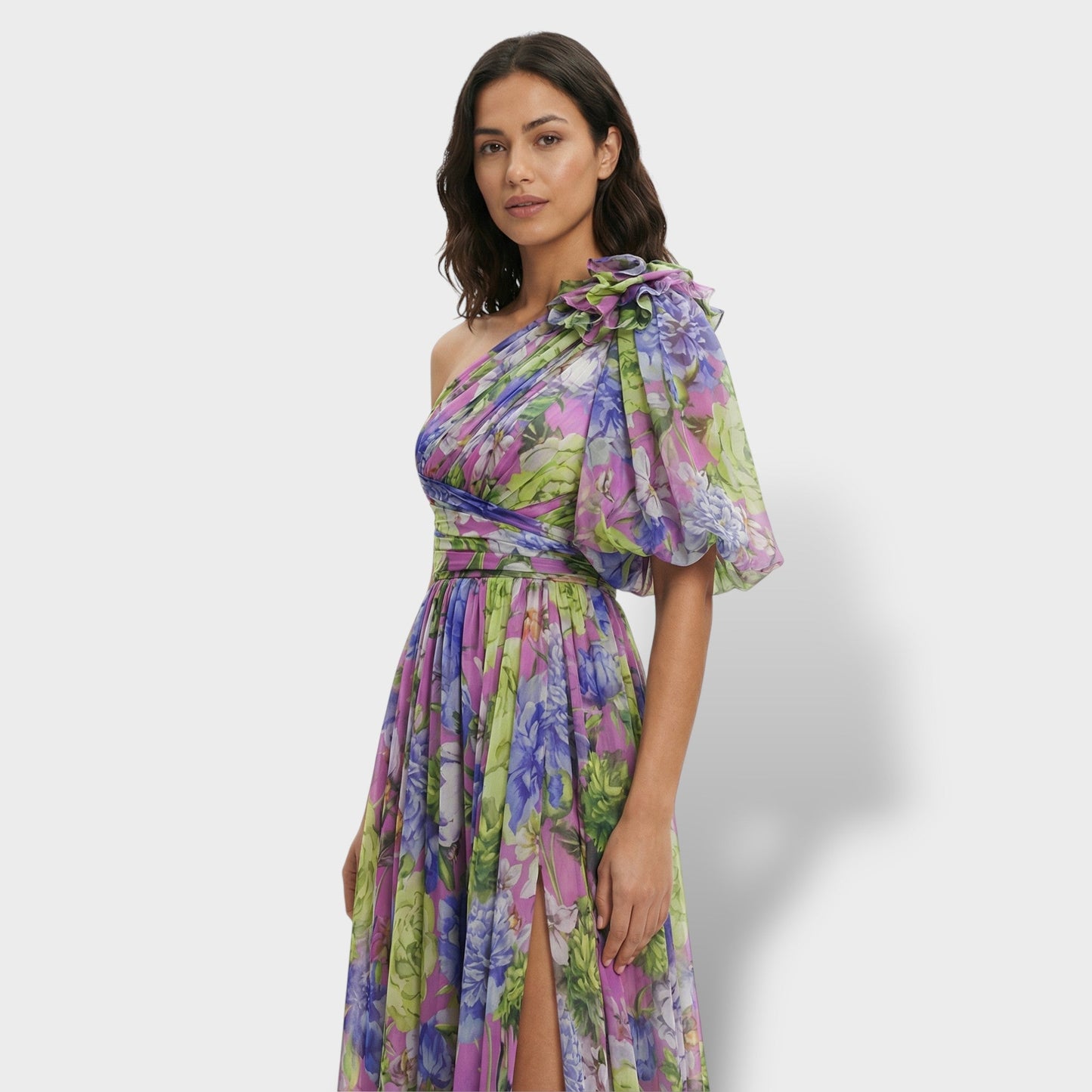 Abito Asimmetrico Floreale Elegante donna