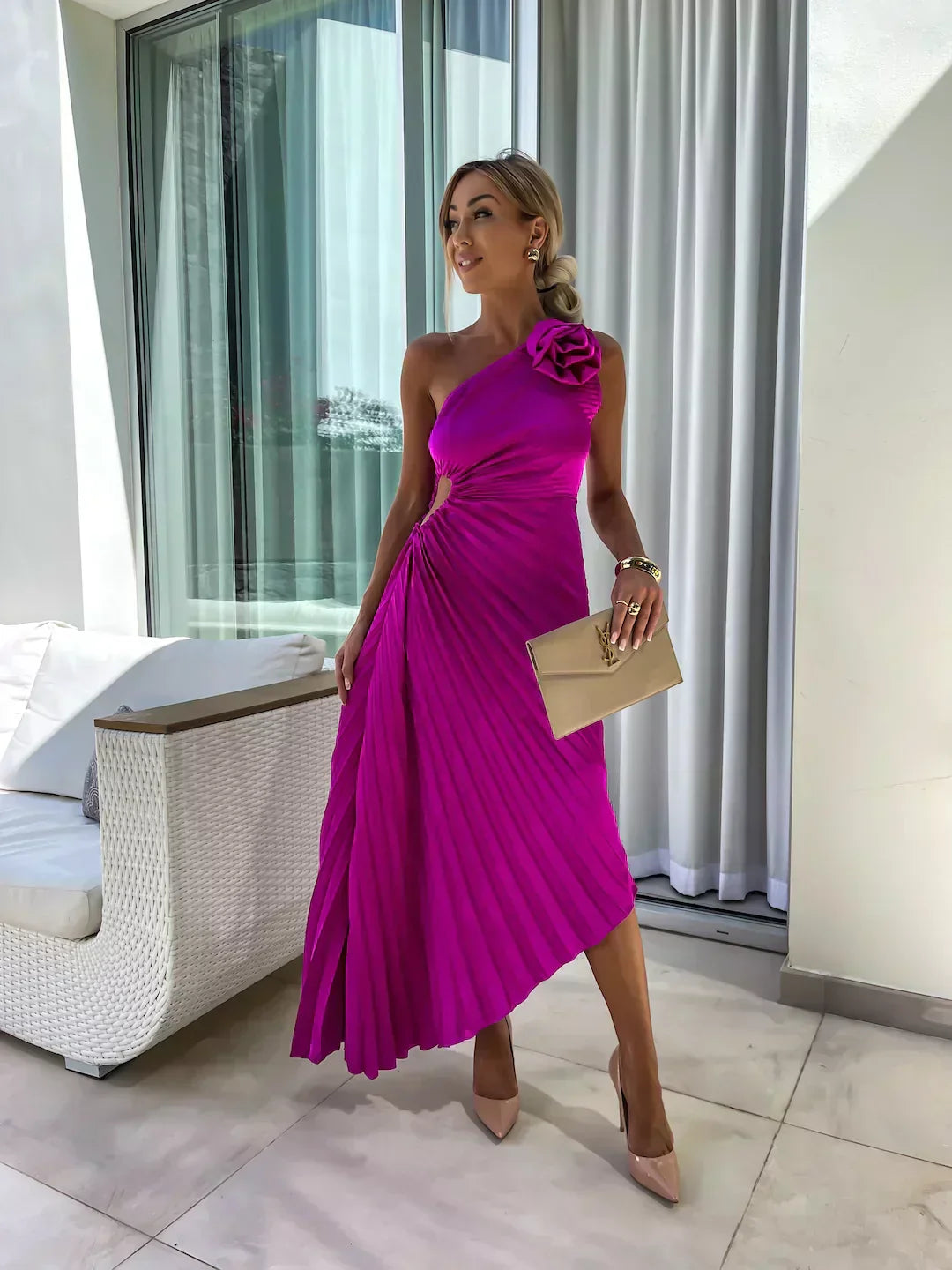 Lizbeth - Abito lungo di Spalla scoperta con Fiori