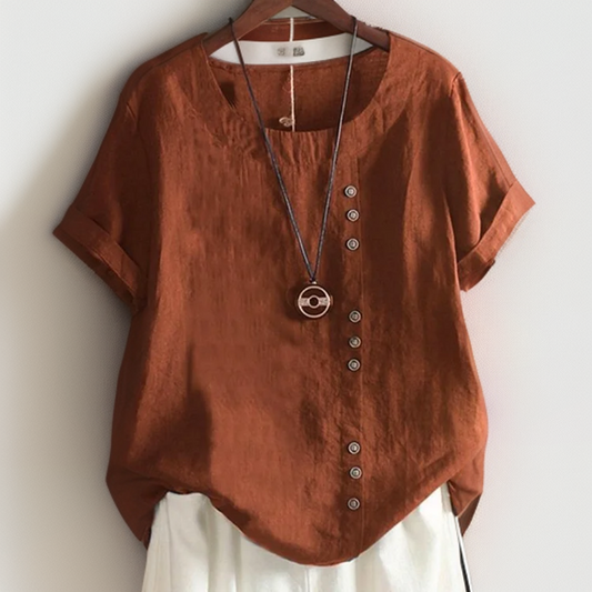 Joline┃Maglietta con Collo rotondo e Bottoni