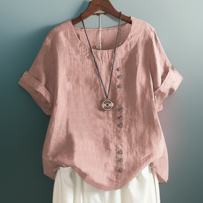 Joline┃Maglietta con Collo rotondo e Bottoni