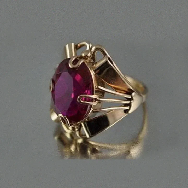 ANELLO VINTAGE GRANATO PLACCATO ORO