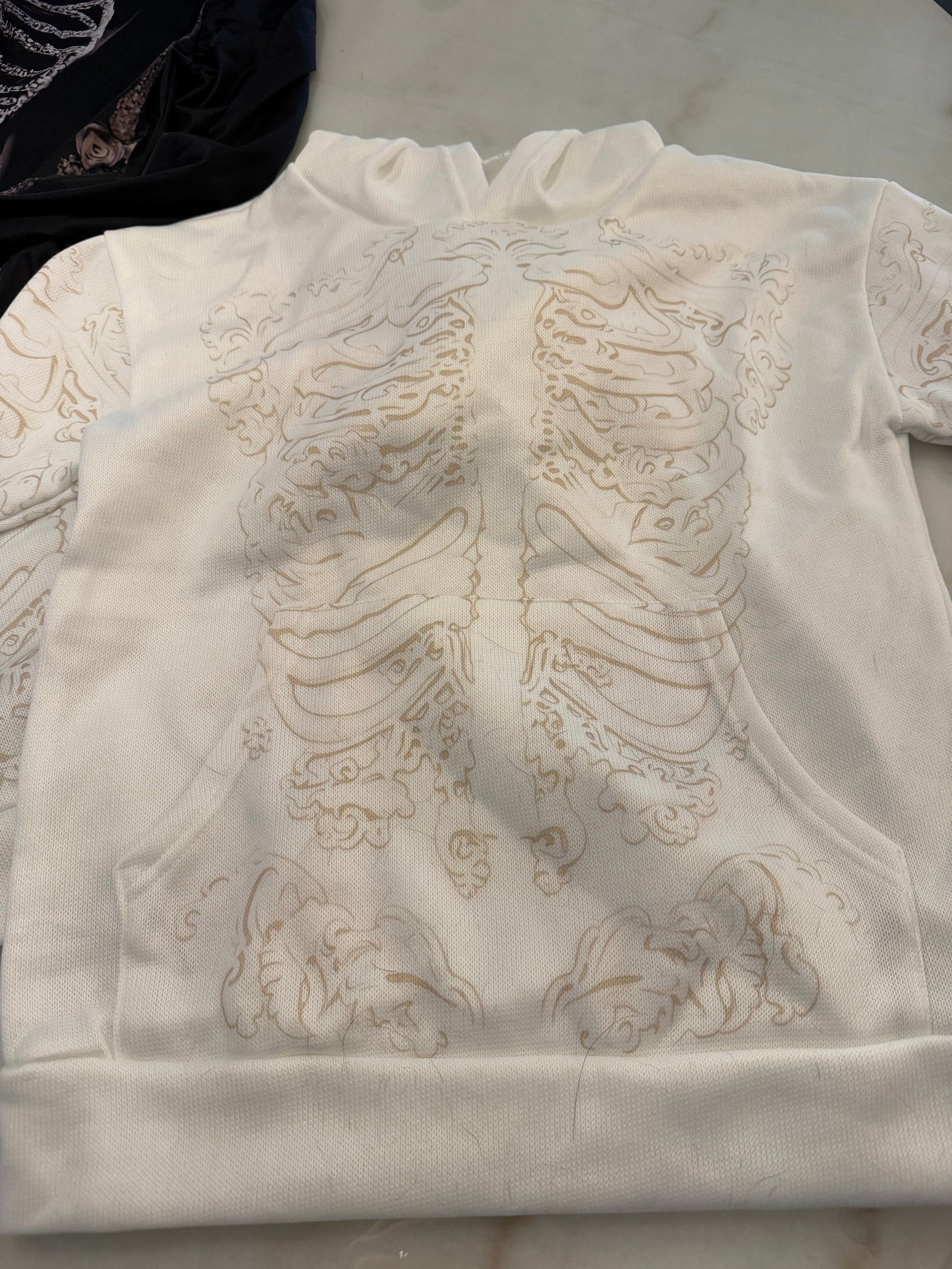 Felpa con cappuccio ricamata di teschio vintage da donna