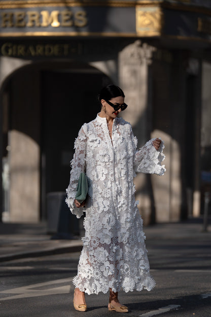 Yelira | Elegante Abito Bianco in pizzo