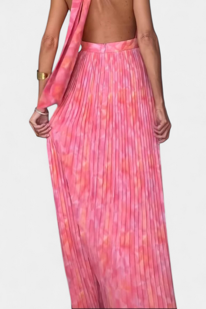 Prisca Abito maxi Plissettato con Schiena scoperta e Collo halter