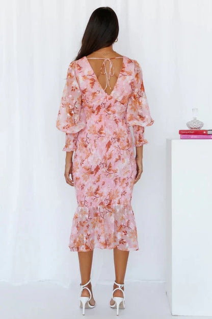 Miley - Abito Midi con Stampato Floreale