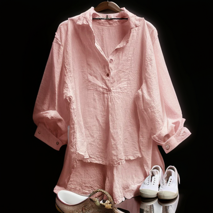 Jaila | Blusa Vintage con scollo a V e Bottoni