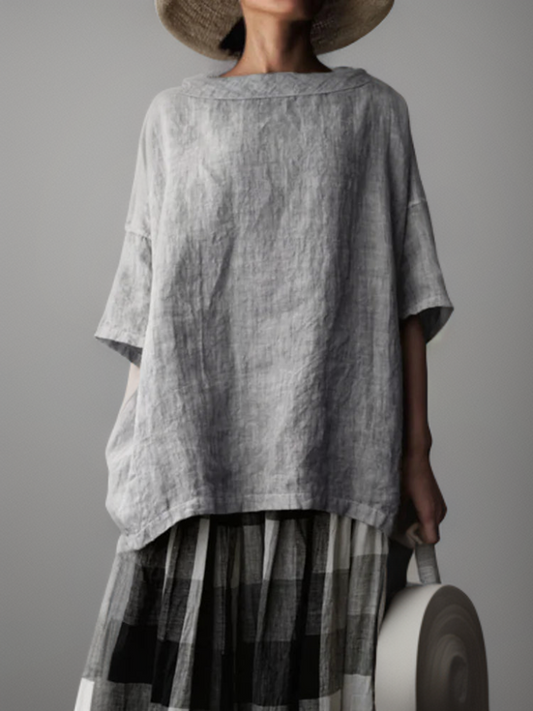 Viktoria┃Tunica vintage oversize con scollo barco