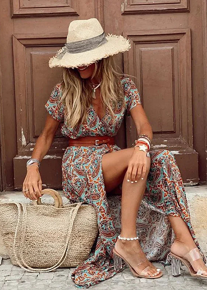 Kylie | Abito lungo Bohemio con Vita Plissettata