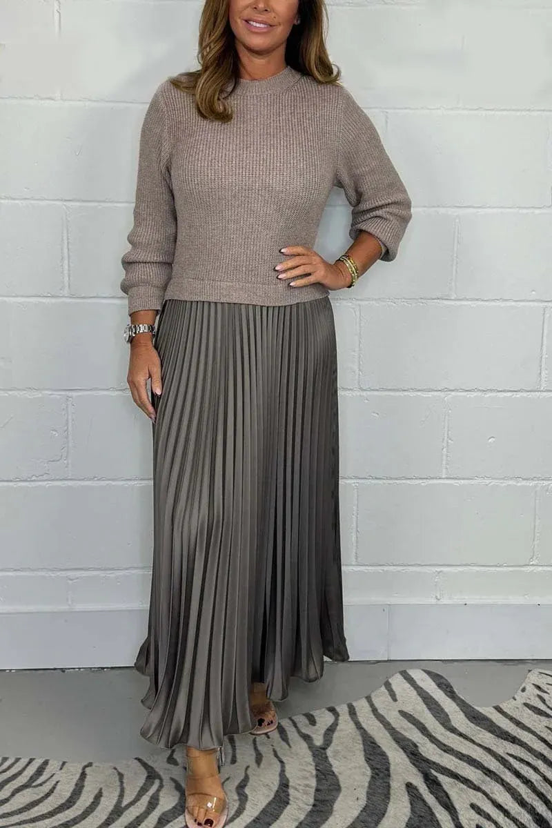 CAMILLA – ABITO MAXI CON MAGLIONE E GONNA PLISSETTATA