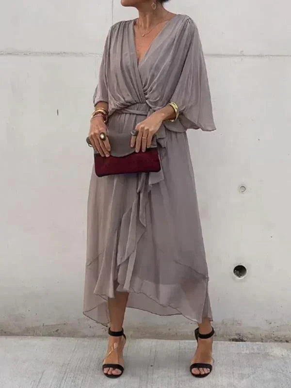 Monica | Abito di muselina di seta con scollo a V