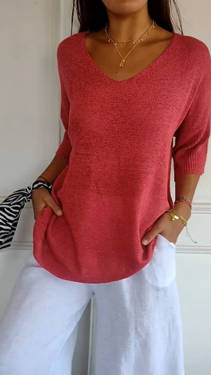 Top Primaveral con scollo a V