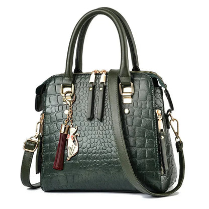 Borsa in Pelle Effetto Coccodrillo