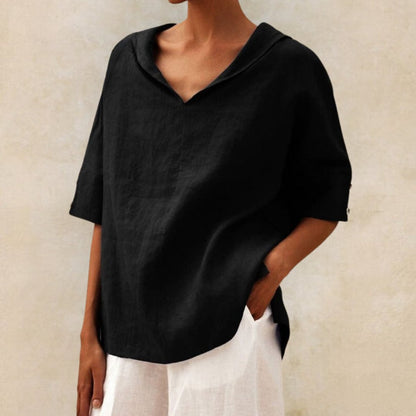 BLUSA CLASSICA DI LINO YLVIE CON scollo a V